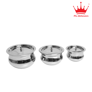 Mrs Kitchenware Stainless Steel Tomoto Handi (350 ml,700 ml,1200 ml) (Set of 3pcs )