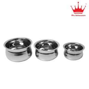 Mrs Kitchenware Stainless Steel Apple Handi (350 ml,700 ml,1200ml) ( Set of 3pcs )